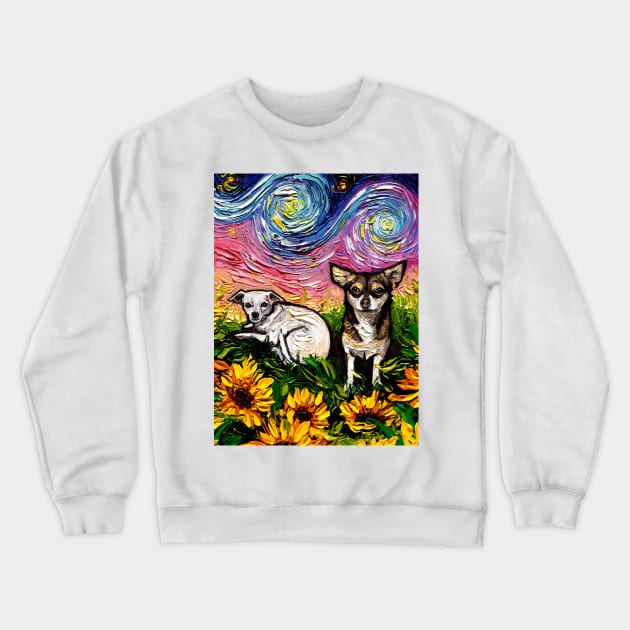 Two Chihuahuas Night Crewneck Sweatshirt by sagittariusgallery